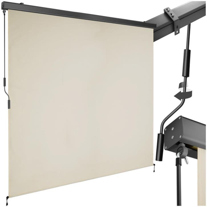 Zonnescherm Eloise met 2 wandhouders - 200 x 250 cm, beige, Tuin en Terras, Zonneschermen, Verzenden