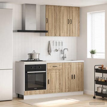 vidaXL Keukenblok PORTO 5 st Sonoma Eiken Bewerkt hout, Verzenden, Nieuw