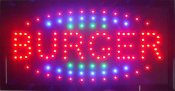 Burger lamp LED verlichting reclame bord lichtbak #C2, Verzenden, Nieuw