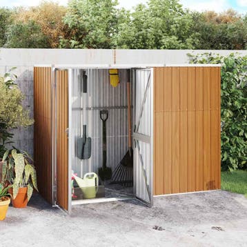 vidaXL Tuinschuur 225x89x161 cm gegalvaniseerd staal bruin, Verzenden