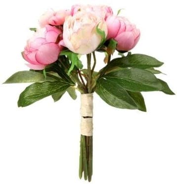 Handgebonden pioen boeket grote pioenen pink zijdenbloem 32, Nieuw
