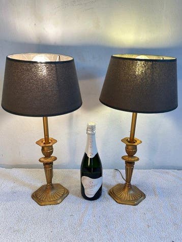 Tafellamp (2) - Elegance - Vernikkeld messing - Set, Antiek en Kunst