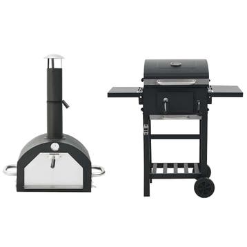 vidaXL Pizzaoven en barbecue 3-in-1 zwart, Verzenden
