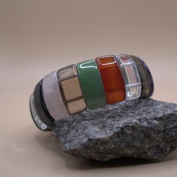 Diverse mix van verschillende edelstenen bangle- 71 g - (1), Verzamelen, Mineralen en Fossielen