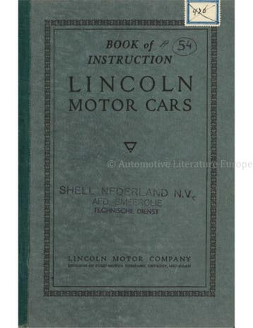 1925 LINCOLN PROGRAMMA INSTRUCTIEBOEKJE ENGELS