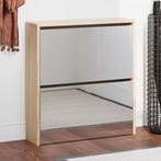 vidaXL Schoenenkast tweelaags met spiegel 63x17x67 cm eiken, Huis en Inrichting, Verzenden, Nieuw