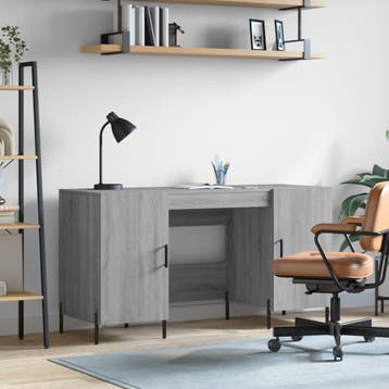 vidaXL Bureau 140x50x75 cm bewerkt hout grijs sonoma, Verzenden