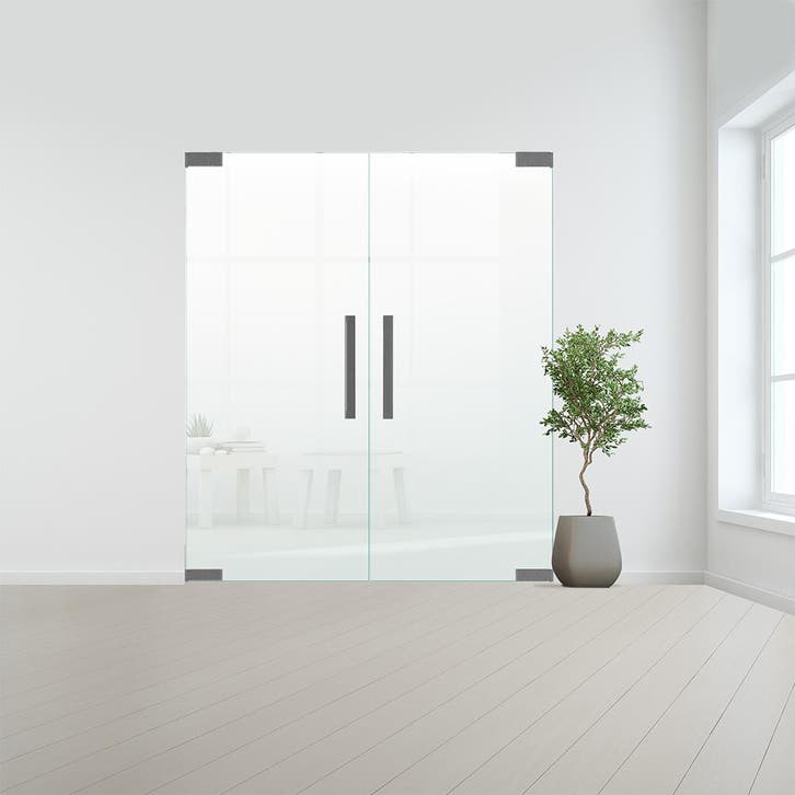 Glazen dubbele binnendeur zonder kozijn RVS beslag-Satijn ge, Bricolage & Construction, Vitres, Châssis & Fenêtres, Envoi
