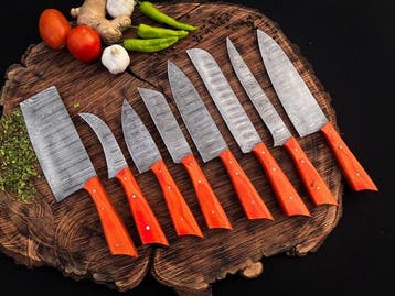Keukenmes - Kitchen knife set - Uz 196 - Staal, Hout,