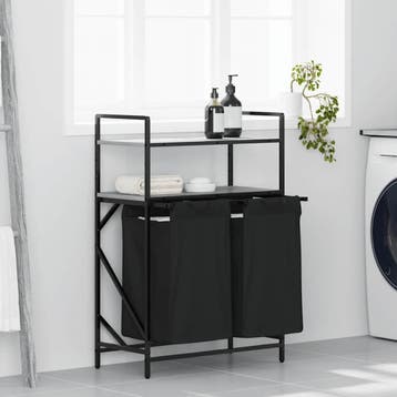 vidaXL Wasmand 2 vakken met planken grijs sonoma eiken, Verzenden