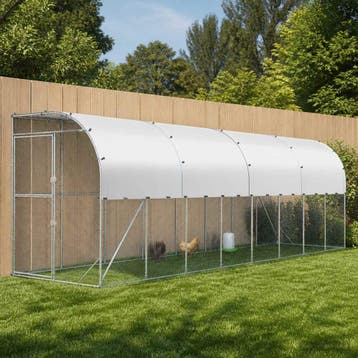 vidaXL Kippenhok Tegen de Muur zilver 600 x 150 x 215 cm, Verzenden, Nieuw