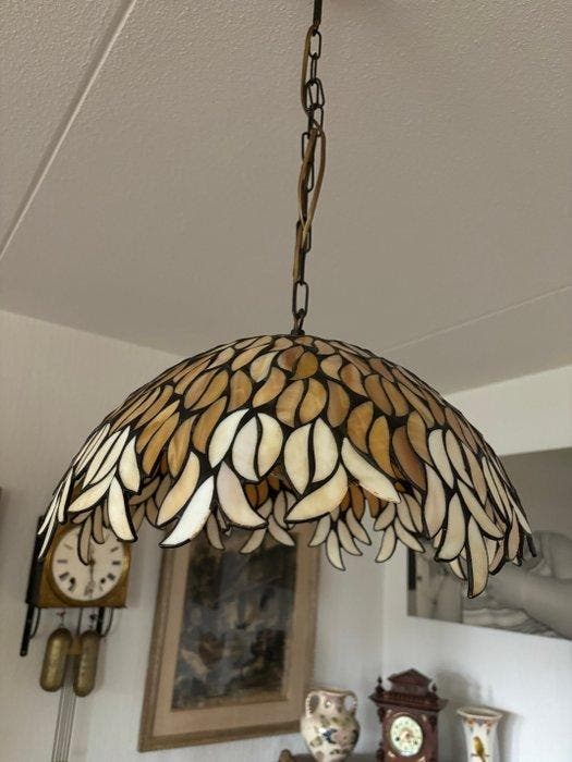 Lamp - Glas-in-lood - Grote Tiffany-stijl hangl, Antiquités & Art, Art | Objets design