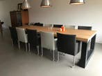 Set van 10 leren kuip eetkamerstoelen - met wieltjes -, Huis en Inrichting, Stoelen, Ophalen of Verzenden, Nieuw, Eén