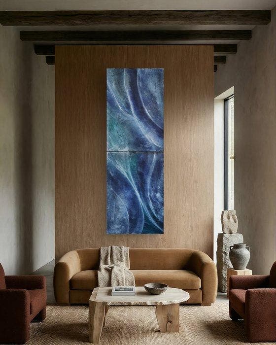Monika Kwarciak - Diptych - Peace between the waves I & II -, Antiquités & Art, Art | Peinture | Moderne