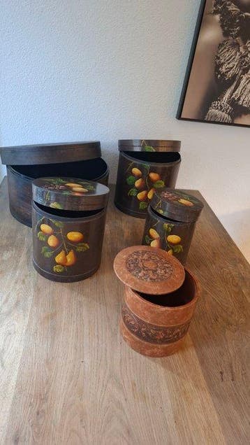 Boîte (5) - Bois, Cuir - Boîtes de rangement, Antiquités & Art