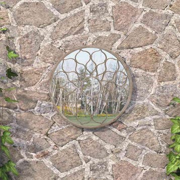 vidaXL Tuinspiegel rond 60x3 cm ijzer zandkleurig, Verzenden