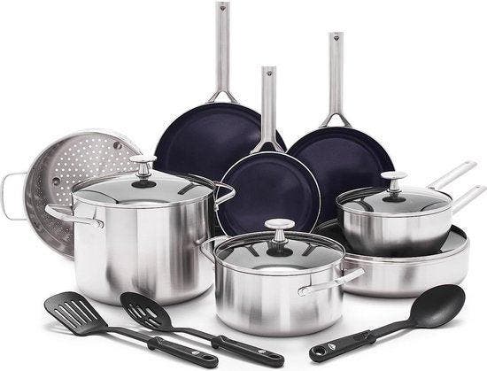 2dekans | Blue Diamond Pannenset 15-delig - Geschikt voor, Huis en Inrichting, Keuken | Potten en Pannen, Ophalen of Verzenden