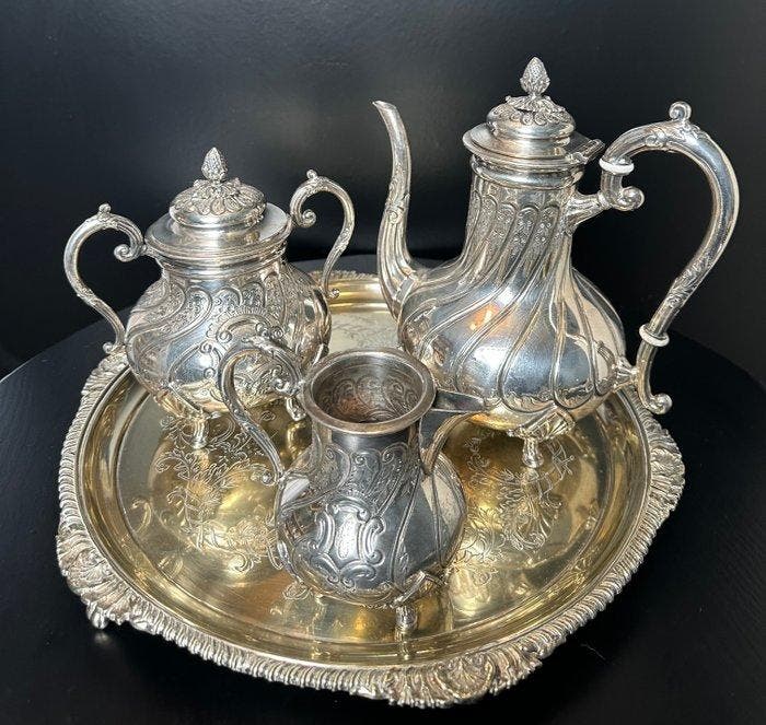 G T & Co - Koffie- en theeservies (4) - Verzilverd -, Antiek en Kunst, Antiek | Overige Antiek
