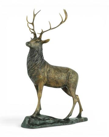 sculptuur, Majestic Stag - Deer - 30 cm - Brons