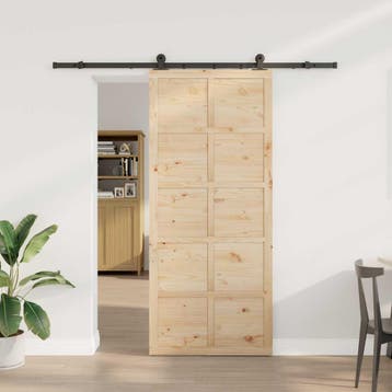 vidaXL Schuifdeur Naturel 90 x 208 cm Massief grenenhout, Verzenden