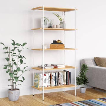 vidaXL Opbergrek 5-laags 80x40x163 cm wit en eikenkleurig, Huis en Inrichting, Verzenden, Nieuw