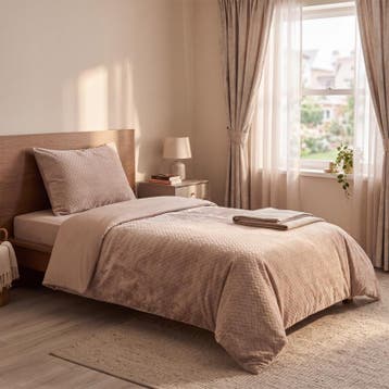 Teddy Hongaarse punt dekbedovertrek - taupe - 140 x 200/220, Huis en Inrichting, Verzenden, Nieuw