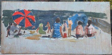 École française (XX) - Baigneurs à la Plage (Vendu sans prix