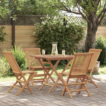 vidaXL 5-delige Tuinset massief teakhout, Verzenden, Nieuw, Tuinset