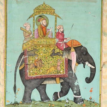 Moghul Verguld Papier Beschilderd bladmanuscript met figuren