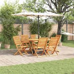 vidaXL Tuin Eettafel Set 7 pcs Bruin Massief Acacia Hout, Verzenden
