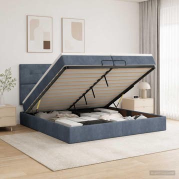 vidaXL Ottoman bed met matras Donkergrijs 200 x 200 cm, Verzenden