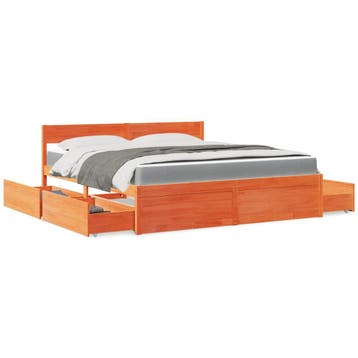 vidaXL Bed met lades en matras massief grenenhout wasbruin, Huis en Inrichting, Verzenden, Nieuw