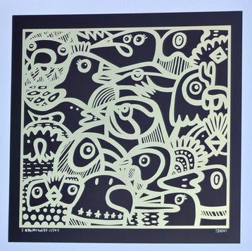 Kev Munday - Gold Birds - Gold Foil Art Print