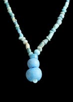 Romain antique Verre bleu clair Collier de perles (Sans prix