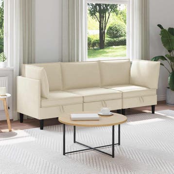 vidaXL Woonkamer Meubelset 3 st Crèmekleurig Stof, Verzenden, Nieuw