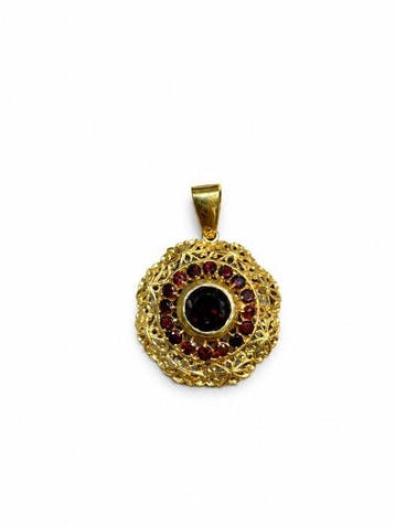 Pendentif - 18 carats Or jaune Grenat