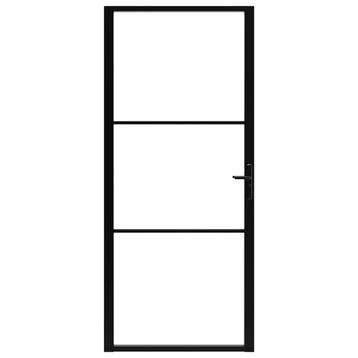 vidaXL Binnendeur 102,5x201,5 cm ESG-glas en aluminium zwart, Verzenden