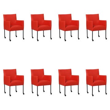 Set van 8 Leren eetkamerstoelen Desire - Toledo Ferrari, Ophalen of Verzenden, Nieuw, Leer, Eén