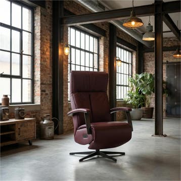 Leren elektrisch relaxfauteuil Pure - Toledo Bordeaux, Bohemian, Industrieel, Modern, Scandinavisch, Nieuw, Ophalen of Verzenden