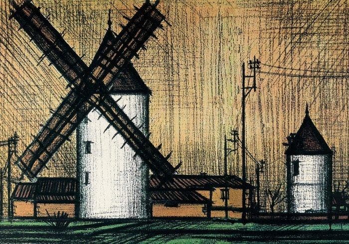 Bernard Buffet (1928-1999) - Les Moulins, Antiek en Kunst, Antiek | Overige Antiek