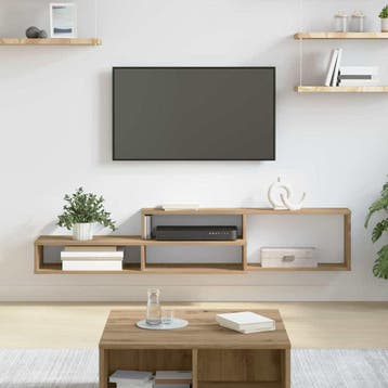 vidaXL Wand TV Stand 150 x 25 x 28,5 cm Bewerkt hout, Verzenden, Nieuw