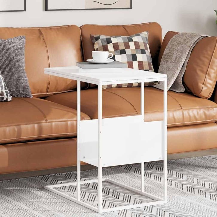 vidaXL Bijzettafel 55x36x59,5 cm bewerkt hout wit, Maison & Meubles, Tables | Tables de salon, Envoi