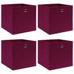 vidaXL Opbergboxen 4 st 32x32x32 cm stof donkerrood, Verzenden