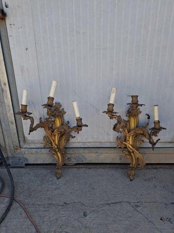 Chandelier (2) - Bronze doré - une paire de chandeliers, Antiquités & Art