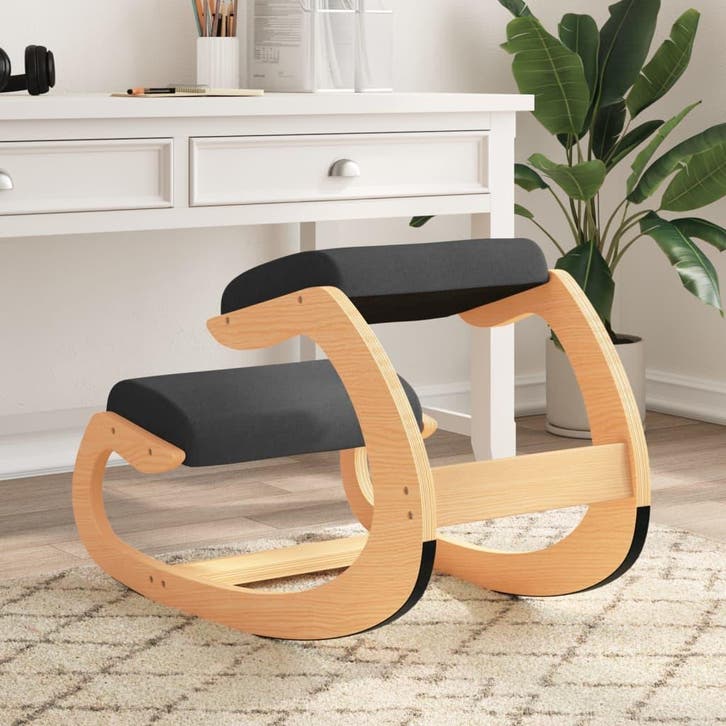 vidaXL Knielstoel 55x84x55 cm berkenhout multiplex zwart, Maison & Meubles, Chaises, Envoi