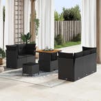 vidaXL Tuinbank Set 8 pcs Zwart poly rattan, Verzenden, Nieuw