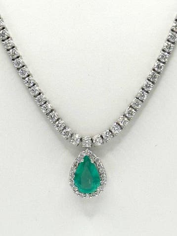 Kraagketting - 18 karaat Witgoud - 5.60ct. tw. Diamant