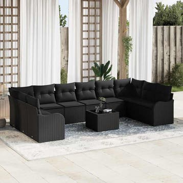 vidaXL Tuinbank Set Zwart 55 x 55 x 37 cm poly rattan, Tuin en Terras, Verzenden, Nieuw