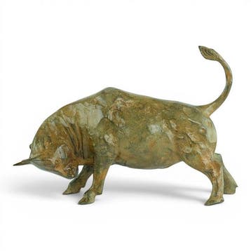 Pierre Chenet (XX-XXI) - sculptuur, Charging Bull - 40 cm in, Antiquités & Art