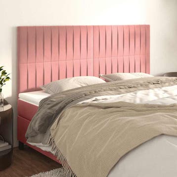 vidaXL Hoofdbord roze 160x5x118/128 cm fluweel, Verzenden